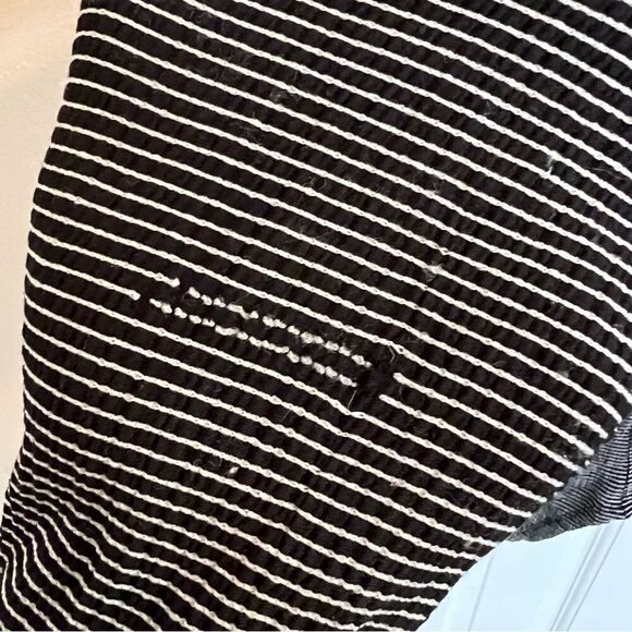 LC Lauren Conrad Womens Black Striped Long Sleeve Tie Bow Keyhole Back Blouse - Picture 7 of 8